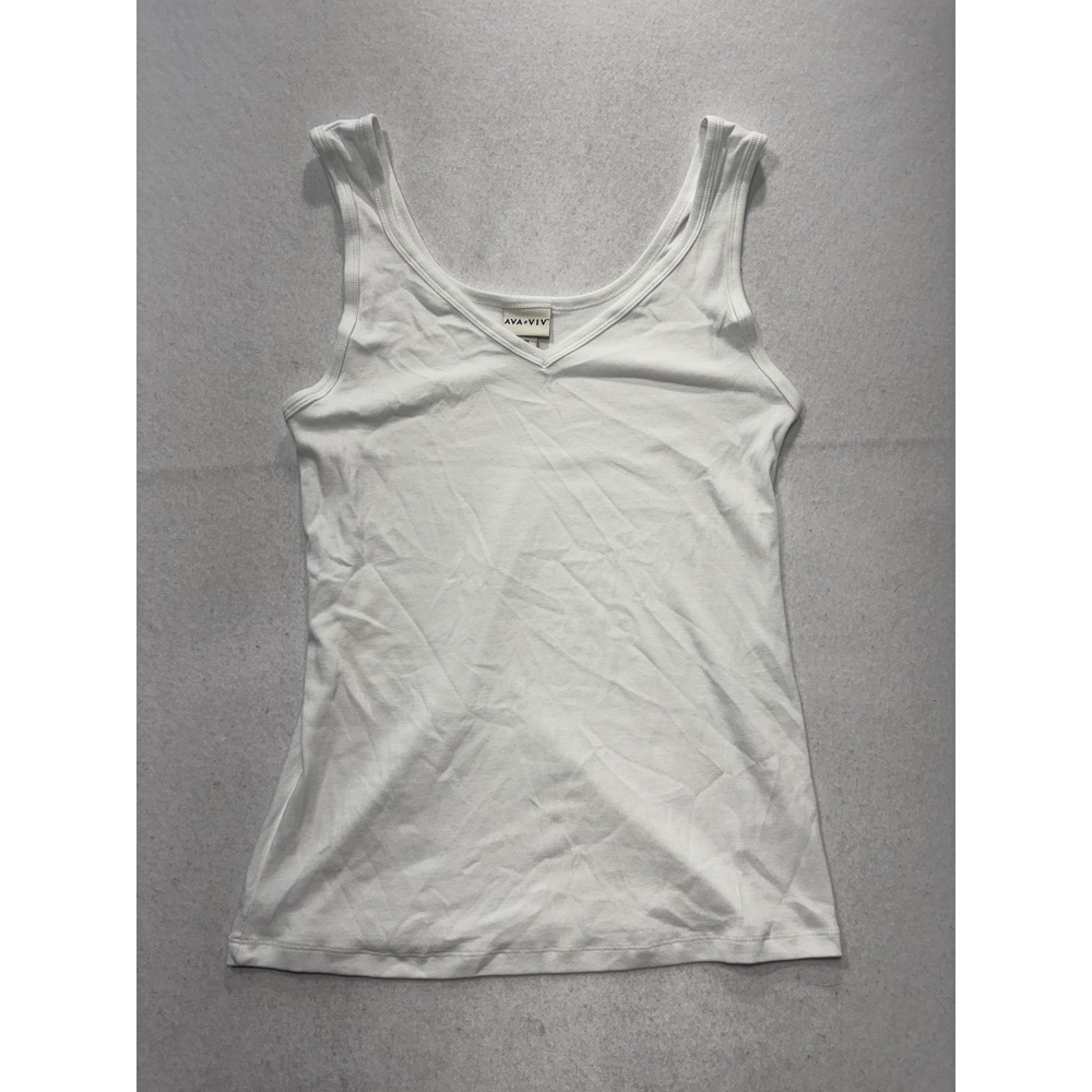 Ava & Viv Tank Top Womens 2XL White Scoop Neck Ribbed Jersey Basic VN1042782